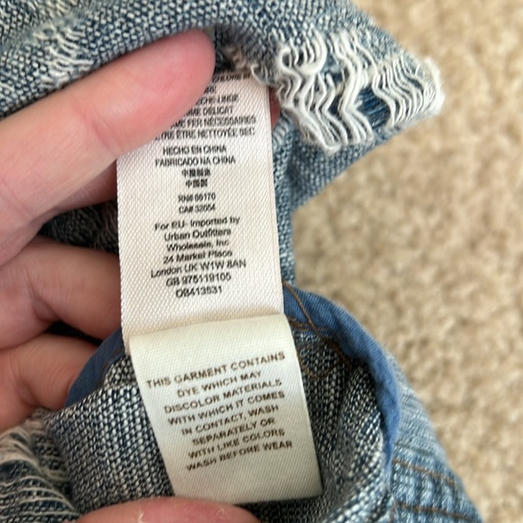 FREE PEOPLE DISTRESSED DENIM BOMBER JACKET - Picture 10 of 15